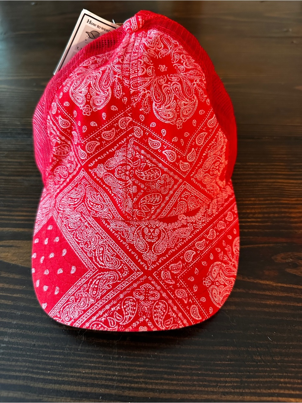C.C Red Mesh Trucker Cap with Leather Logo Patch